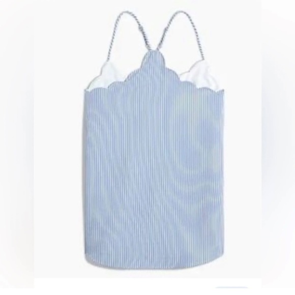 NWT J.crew Striped Scalloped Racerback Cami Top Women Blue White Striped Sz. 8 - Picture 5 of 8
